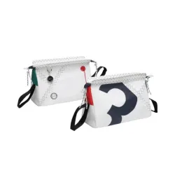 Sea Shell toilet bag made of canvas, white / navy blue