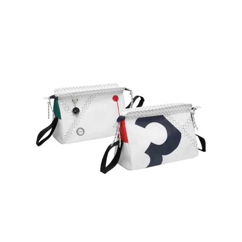 Sea Shell toilet bag made of canvas, white / navy blue Sea Shell toilet bag made of canvas, white / navy blue