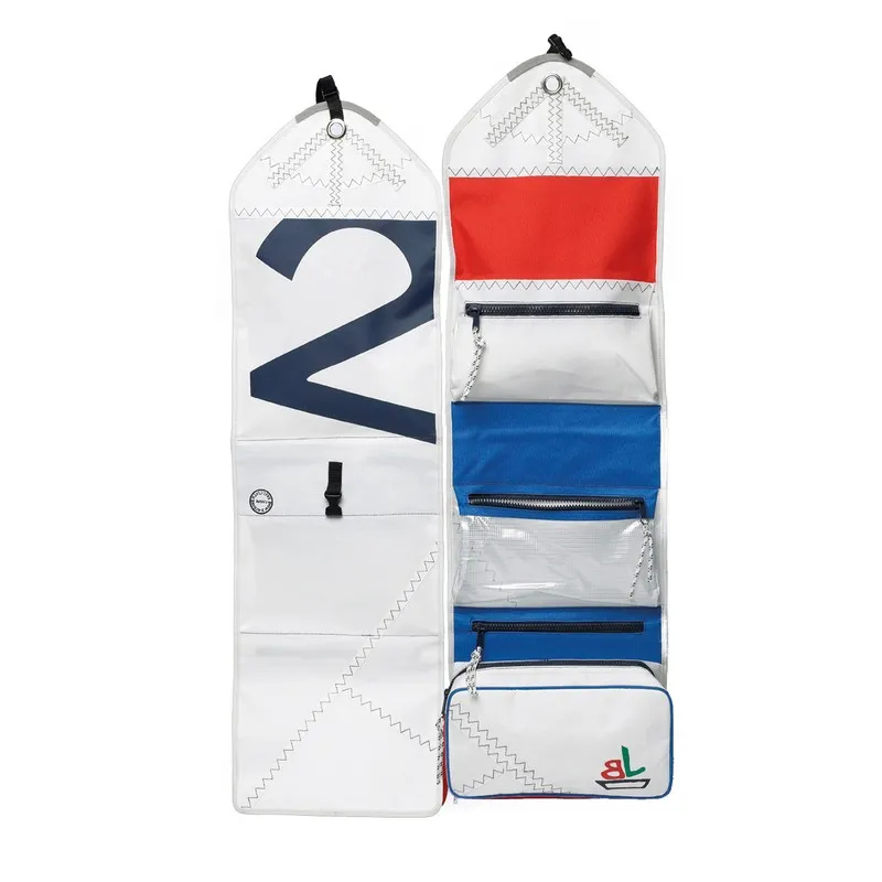 Sea Gipsy roller pouch made of canvas, white / navy blue