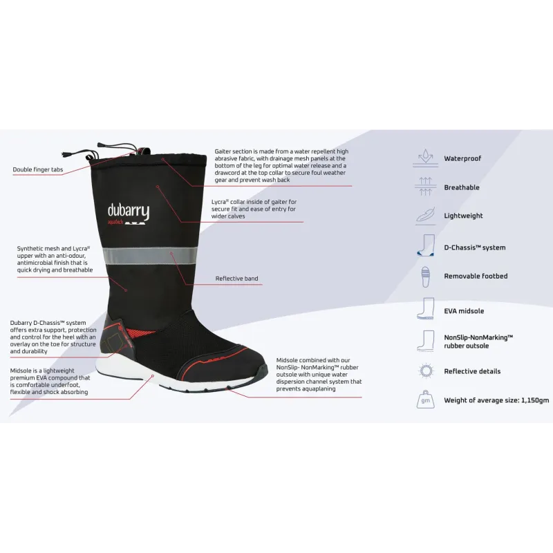 Dubarry Valletta Gaiter Sailing Boot - Black Dubarry Valletta Gaiter Sailing Boot - Black