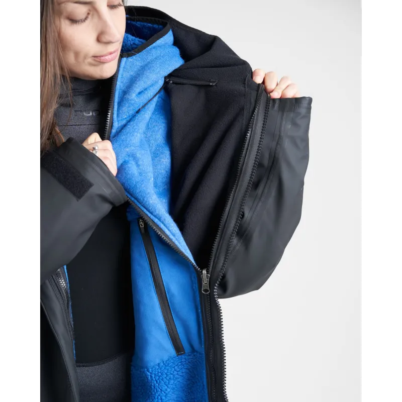 Rooster AQUAFLEECE ROBE, black/blue Rooster AQUAFLEECE ROBE, black/blue