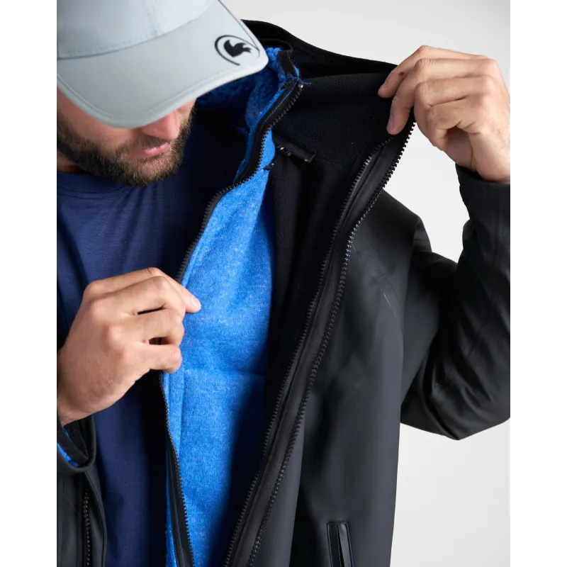 Rooster AQUAFLEECE ROBE, black/blue Rooster AQUAFLEECE ROBE, black/blue