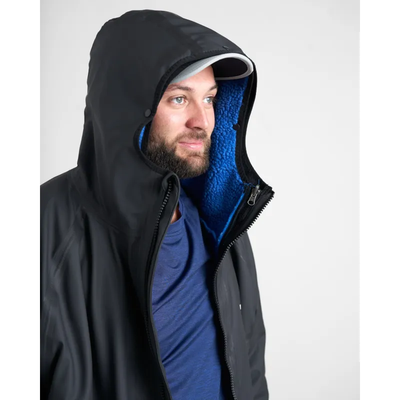 Rooster AQUAFLEECE ROBE, black/blue Rooster AQUAFLEECE ROBE, black/blue