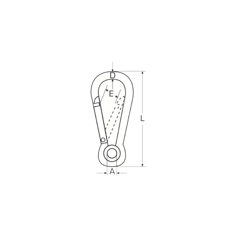 60mm Carbine hook with lock, SS AISI 316, A4 60mm Carbine hook with lock, SS AISI 316, A4