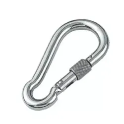 100mm Carbine hook with lock, SS AISI 316, A4