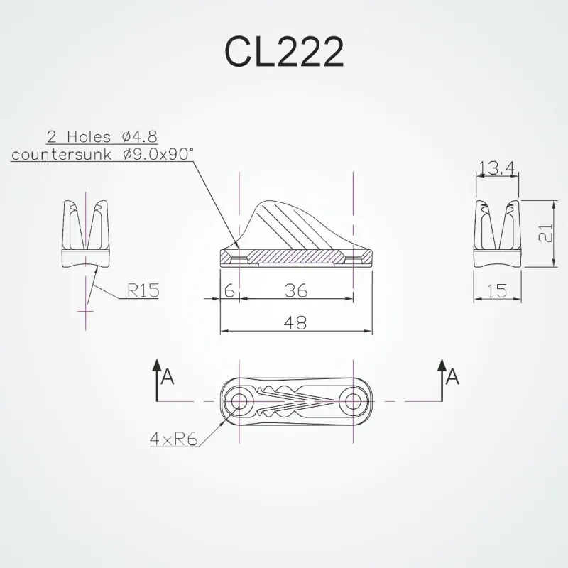 Clamcleat® CL222 Racing Micros hard anodised finish Clamcleat® CL222 Racing Micros hard anodised finish