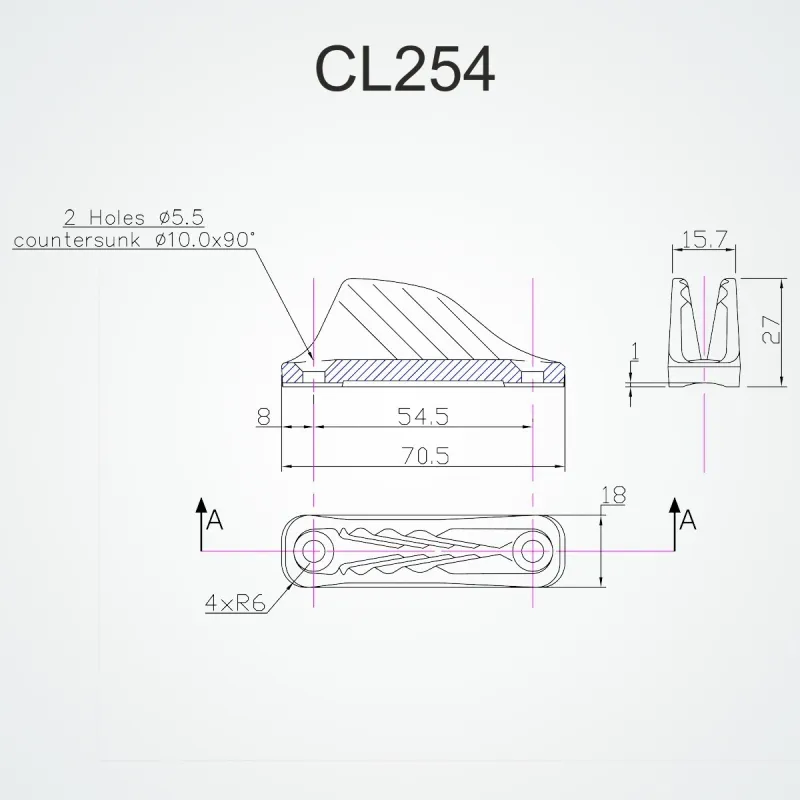 Clamcleat® CL254 Racing Midi hard anodised finish Clamcleat® CL254 Racing Midi hard anodised finish