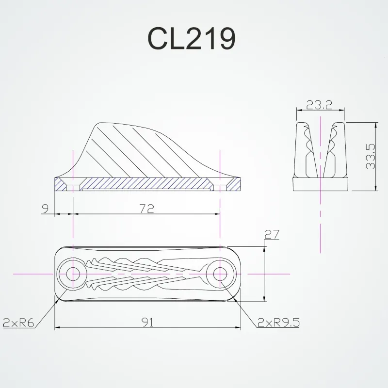 Clamcleat® CL219 Racing Vertical hard anodised finish Clamcleat® CL219 Racing Vertical hard anodised finish