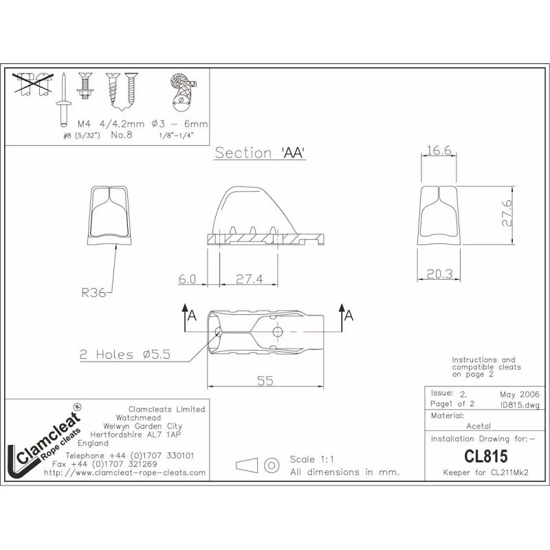 Clamcleat® CL815 Keeper for Mk2 Racing Juniors Clamcleat® CL815 Keeper for Mk2 Racing Juniors